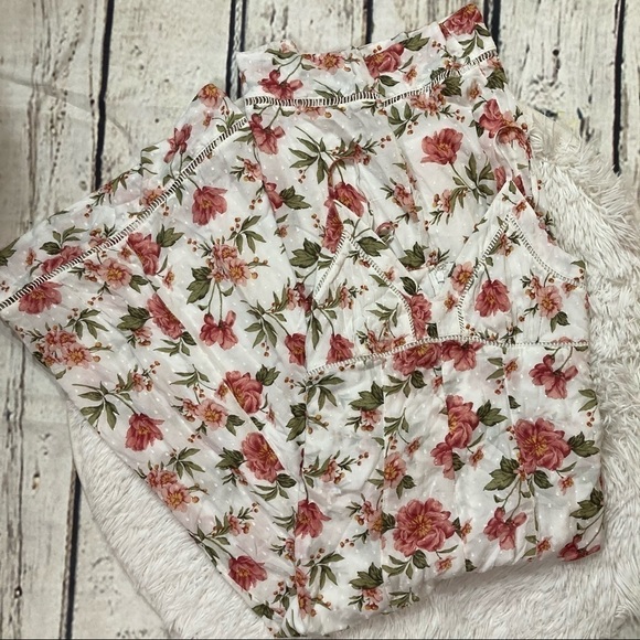 Aeo White Swiss Dot Floral Wide Leg Crop Jumpsuit - Picture 2 of 13